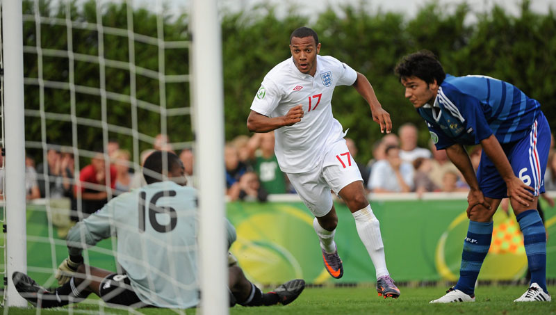 Matt Phillips scores England's equaliser against France.